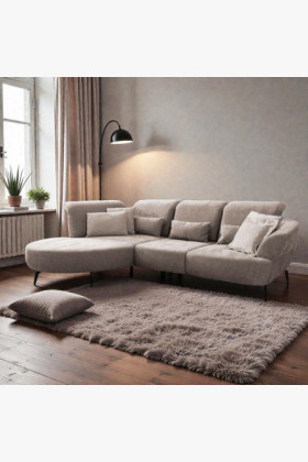 Modulares Ecksofa Dance Taupe Softclean Stoff verstellbar